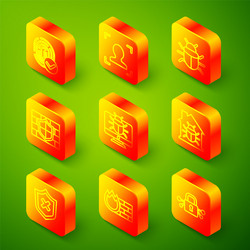 set line fingerprint face recognition system bug vector image