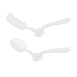 spoon tied knot fork with node it is impossible vector image