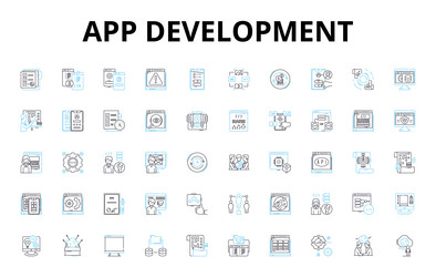 app development linear icons set platform vector image
