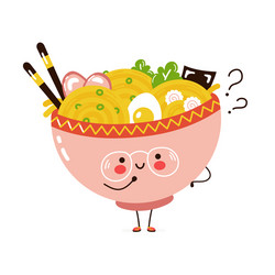 cute funny ramen bowl with question marks vector