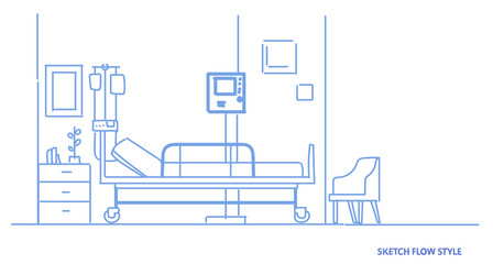 hospital room interior intensive therapy patient vector