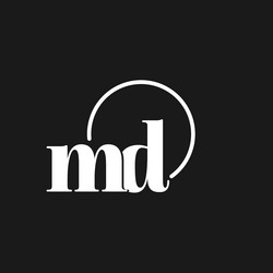 md logo initials monogram with circular lines vector image