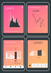 mobile app ui chart and diagram screens mockup kit vector image
