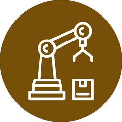 robot assembly line circle style icon design vector image
