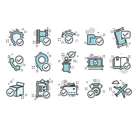approve line icons set vector image