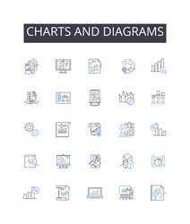 Charts and diagrams line icons collection numbers vector