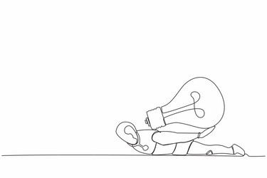 continuous one line drawing stressed robot under vector image