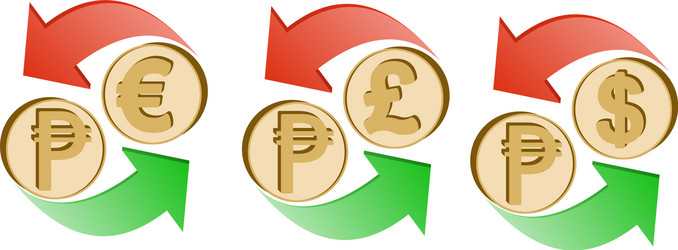 exchange peso to euro pound sterling and dollar vector