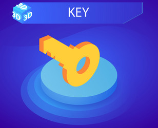 key isometric design icon web 3d colorful concept vector image