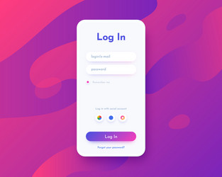 log in screen mobile application interface vector image