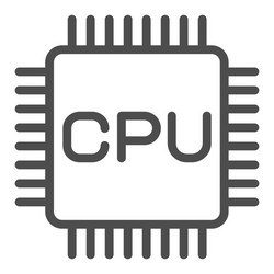 processor chip line icon computer hardware vector image