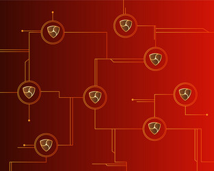 cryptocurrency nem blockchain circuit with red vector image