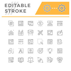 set line icons of web design vector image