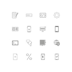 internet technologies linear thin icons set vector image