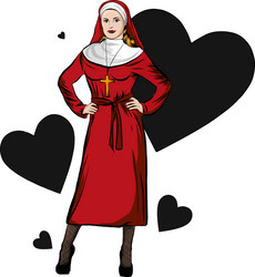 A sexy nun whit hearth vector