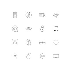 internet security linear thin icons set outlined vector image