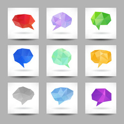 set of speech bubbles with abstract triangles vector image
