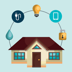 smart home with menu settings isolated icon design vector