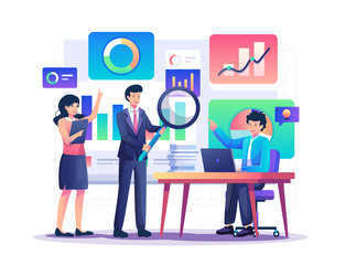 business data analysis concept and monitoring vector image