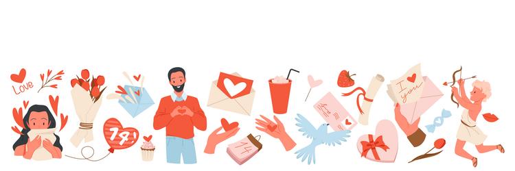 cartoon cute gift and envelope with hearts Vector Image