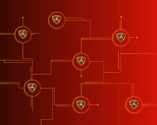 cryptocurrency nem blockchain circuit with red vector image