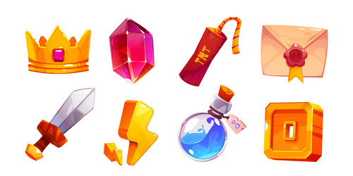 game ui interface icon cartoon element set vector image