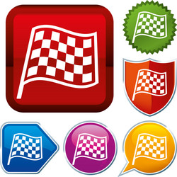 Set shiny icon series on buttons racing flag vector