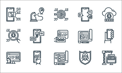 user experience line icons linear set quality vector image