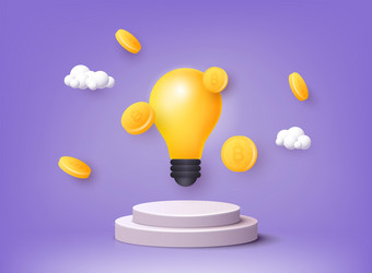 Light bulb icon solution and business idea 3d web vector