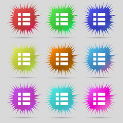 list menu content view options icon sign a set vector image