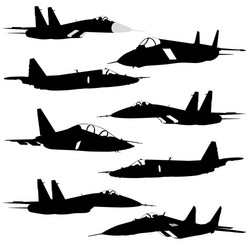 Military Aircraft Silhouettes Vector Image