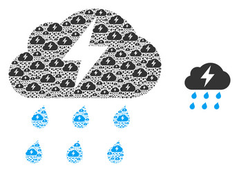 Thunderstorm recursive icon mosaic vector