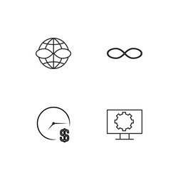 time linear icons set simple outline vector image