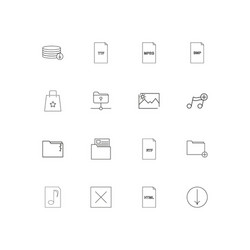 files and folders sign linear thin icons set vector image