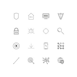 internet security simple linear icons set vector image