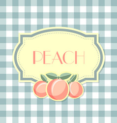 Peach label in retro style on squared background vector