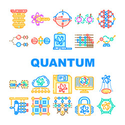 quantum technology data network icons set vector image