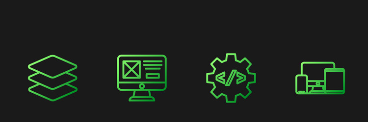 set line front end development layers ui or ux vector image