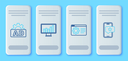 set line monitor with graph chart browser setting vector image