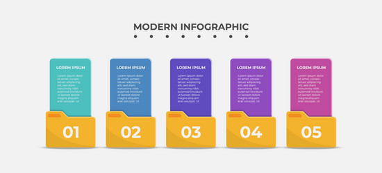 vertical option banner with folder in 5 steps vector image