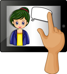 a lady inside gadget with rectangular callout vector image