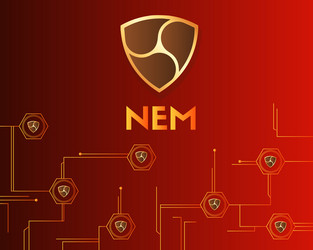 cryptocurrency nem blockchain circuit with red vector image