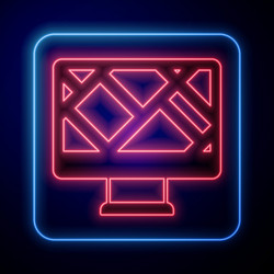 glowing neon computer monitor and folded map vector image