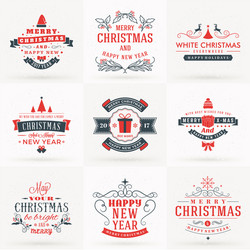 Merry Christmas & Happy New Year Badges Vector Image