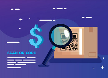 scan qr code in box carton and icons vector image
