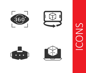 set 3d modeling 360 degree view virtual reality vector image