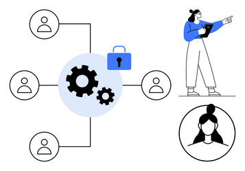 collaborative network with secure settings vector image