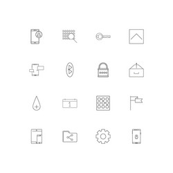 Internet technologies linear thin icons set vector