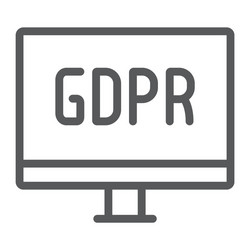 gdpr monitor line icon computer and screen vector image