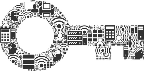 key collage icon for bigdata and computing vector image